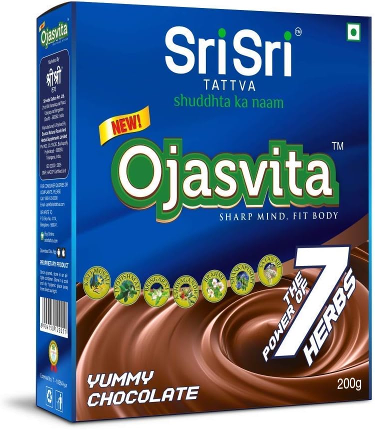 Sri Sri Tattva Ojasvita Chocolate Powder - Drink Mix for Sharp Mind & Healthy Body - 200g