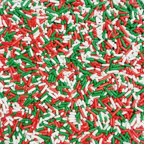 PhilaeEC Christmas Jimmies Sprinkle Edible Red Green White Soft Jimmies Sprinkle for Cake Decoration Cupcake Topper Cookie Baking Decorations Halloween Christmas Valentine Supplies 2.75oz/78g