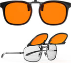 Goiteia Orange Blue Light Blocking Glasses Clip on for Migraine-Gaming Glasses for Eyes Strain/Light Sensitive-Help to Sleep