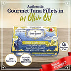 Santo Amaro - Artisanal Wild Tuna Fillets in Virgin Olive Oil, Hand-Packed Canned Tuna from Portugal, Atlantic Natural Tuna, Pole & Line Skipjack Tuna Canned, Low Mercury, 22g Protein Keto, Pack of 6