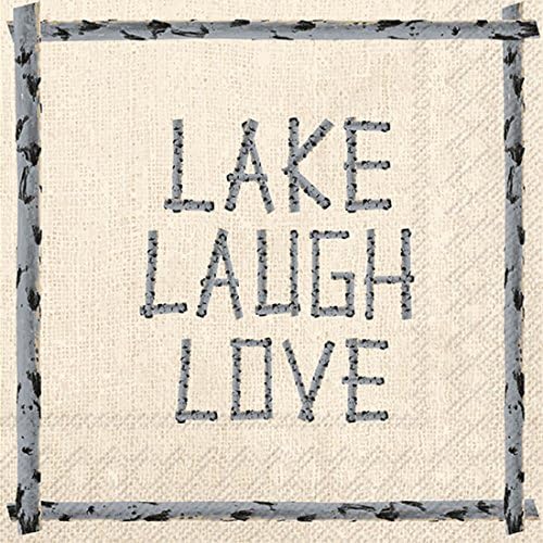 Boston International Ideal Home Range 20 Count 3-Ply Paper Cocktail Napkins, Lake Laugh Love, 5" x 5"