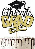 6th Grade Grad Cake Topper,Straight Outta 6th Grade Cake Topper - 2026 Grad Cake Decorations,Boys Girl Six Grade Graduation Party Decoration Supplies