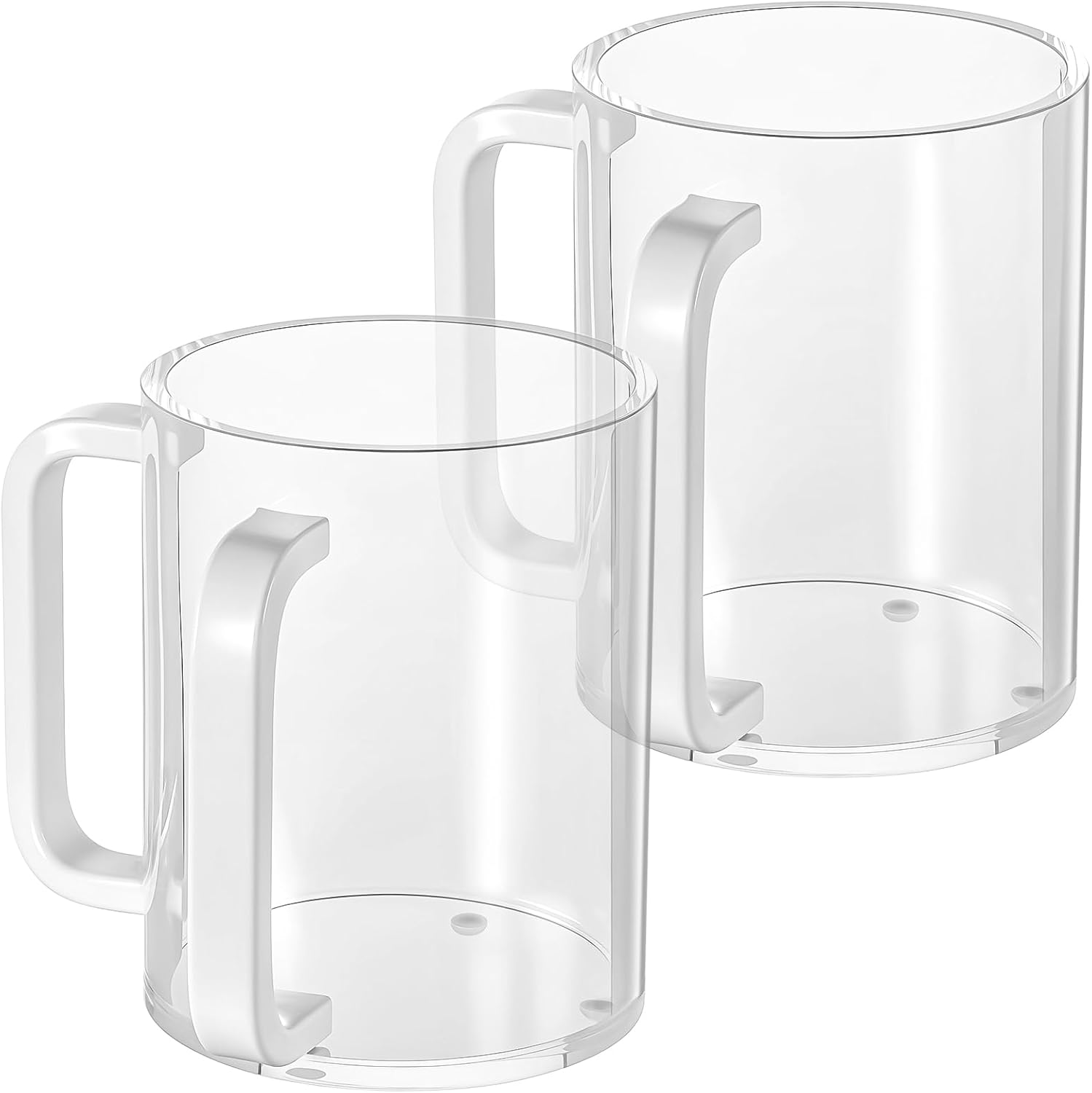 2 Pcs Judaica Hand Washing Cup with Dual Handles,5" Acrylic Clear Netilat Yadayim Cup lota for Bathroom(White Handle)