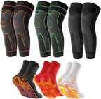 Reduce Fast Mugwort Acupressure Shaping Knee Pads,3D High Elastic Knee Brace Support Compression Sleeve for varicose Veins,Tourmaline Acupressure Self-Heating Shaping Socks (3pcs Mugwort+3pcs socks,XXL)