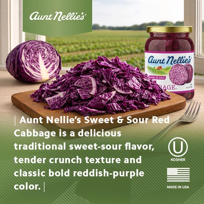 Aunt Nellie's Sweet & Sour Red Cabbage 16 Ounce (Pack of 2)