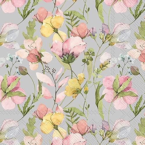 Boston International IHR 3-Ply Paper Napkins, 20-Count Lunch Size, Naima Grey