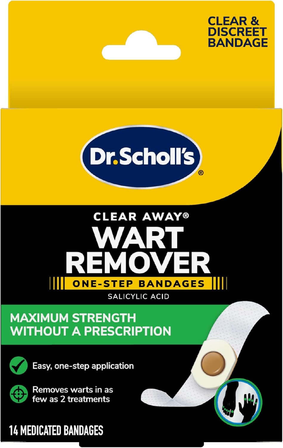 Dr. Scholl's ONE-Step WART REMOVERS, 14 ct // Removes Warts in As Few As 2 Treatments, Maximum Strength, Easy One-Step Application, Stays on All Day