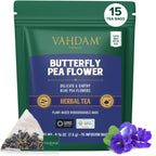 VAHDAM, Butterfly Pea Flower (15 Pyramid Bags) Vegan, Non-GMO | Delicate & Earthy | Direct From Source – Plant-Based Biodegradable | Brew Iced Tea, Cooking, Mocktails & Cocktails