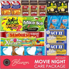 Movie Snacks Box - Movie Night Basket Gift Set - Movie-Night Snack Box for Families and Kids - Gift Basket - Popcorn Movie Night Kit - Popcorn, Candy, Snack Box Assortment (20 Count)
