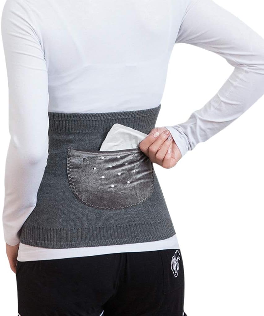 IPENNY Elastic Thick Cashmere Knit Warmer Abdominal Binder Thermal Kidney Stomach Lumbar Support Brace Back Slim Waist Trimmer Wrap Belt Postpartum Belly Band - C Section Surgical Recovery