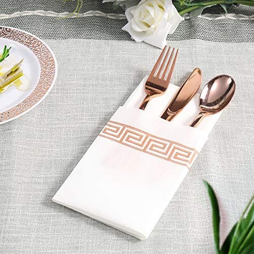 Vplus 200 PACK Guest Towels Disposable Bathroom, Decorative Bathroom Napkins, Soft and Absorbent Disposable Dinner Napkins Cloth Like for Kitchen, Parties, Weddings, Christmas Party(Rose Gold)