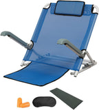 Beach Chair Reading Bed Rest Pillows,Adjustable Bed Backrest,Lifting Bed Backrest Portable Folding Adjustable Sit-Up Back Rest,Neck Lumbar Back Support with Head Pillow,Blue