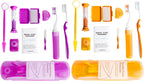 Wenge Portable Orthodontic Oral Care Kit - 2Pack - Travel Kit for Patients, Interdental Brushing Wax Floss Toothbrush Cleaning(Purple & Orange)