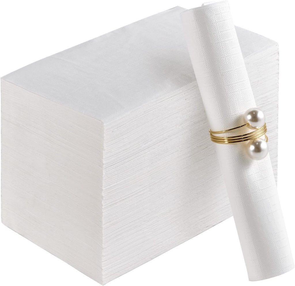 100 Pack Paper Napkins Guest Towels Disposable Premium Quality 3-ply Dinner Napkins Soft, Absorbent Paper Hand Towels for Party, Kitchen, Dinners or Events (White)
