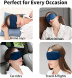 Sleep Mask for Back and Side Sleepers 2 Pack, 3D Light Blocking Eye Mask for Sleeping, Zero Pressure Eye Cover for Women and Men, Lightweight Breathable Night Blindfold Navy Blue