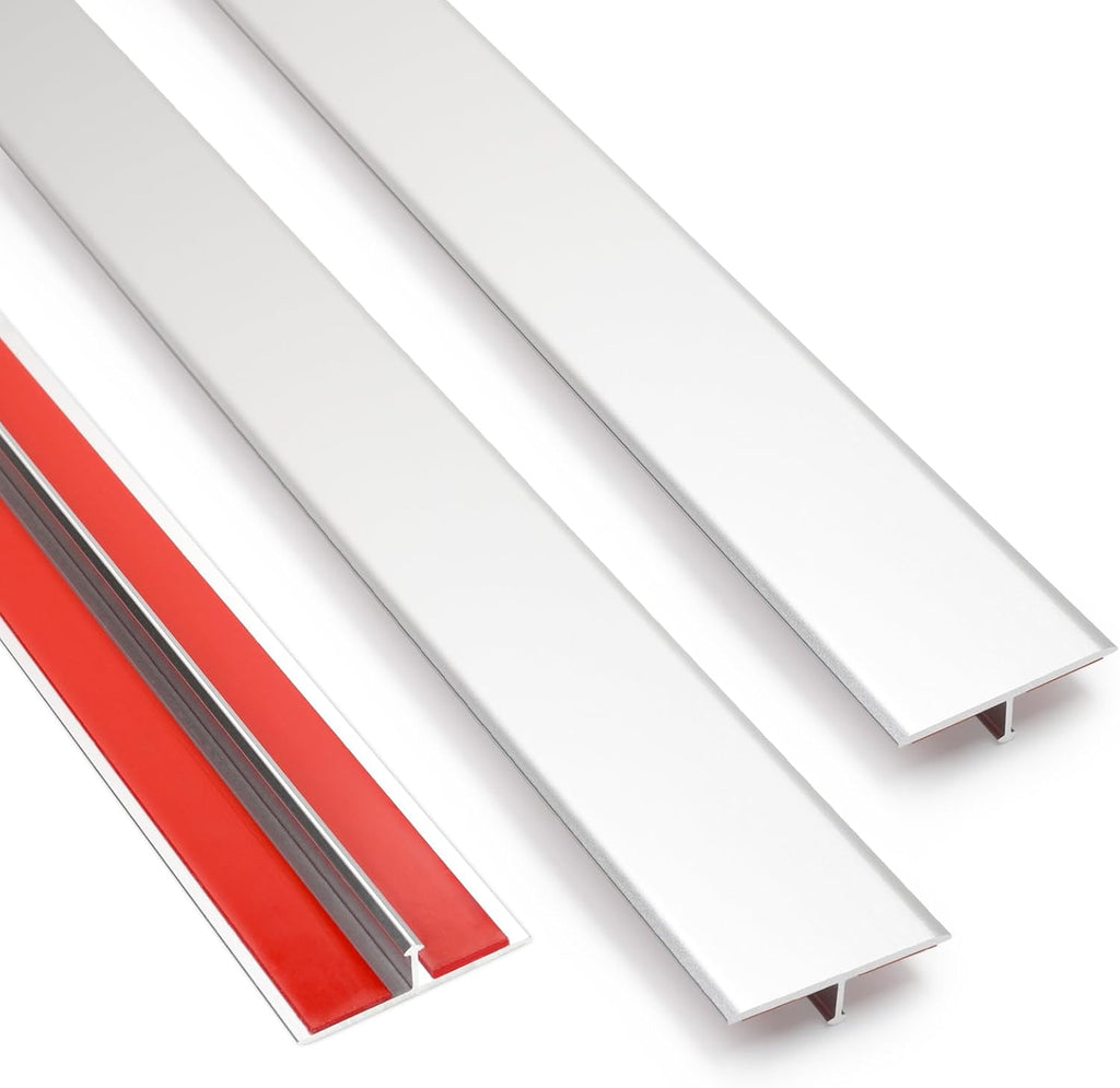 Metal Floor Transition Strips for Doorways, Self-Adhesive Aluminum T-Molding Threshold, for Joining Wood Tile Vinyl Laminate Flooring Gaps Seamless (3Pcs,36"x 2",Silver)
