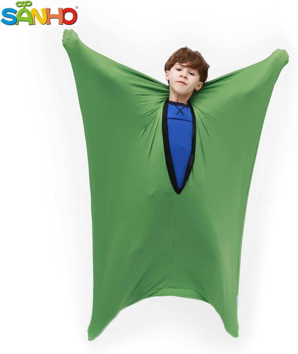 SANHO Dynamic Movement Sensory Sock Body Sock,Small,3-5 Years, 40" H x 27" W,Good for Height:30"-41",for Sensory Processing Disorders,Updated Version,Olive Green