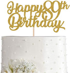 89th Birthday Cake Topper, Gold Glitter Cheers To 89 Years Party Decoration, Supply