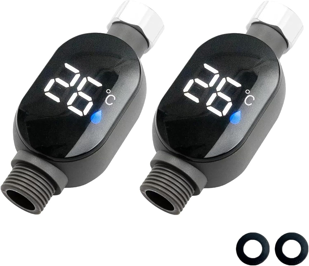 Shower Water Temperature Gauge - 2 Pack LED Digital Display Thermometer for Accurate Bathing Temperature Monitoring