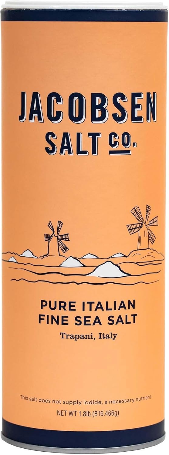 Jacobsen Salt Co. Pure Italian Fine Grain Sea Salt - Real Sea Salt for Cooking, Baking, or Pickling, Gourmet Seasoning, Harvested in Italy - 1.8 lb