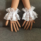 Furimuk Lace Gloves White Hand Sleeve Women Girl Sexy Lace Elastic Bracelet Wrist Cuff for Halloween Cosplay, Wedding, Tea Party, Masquerade.