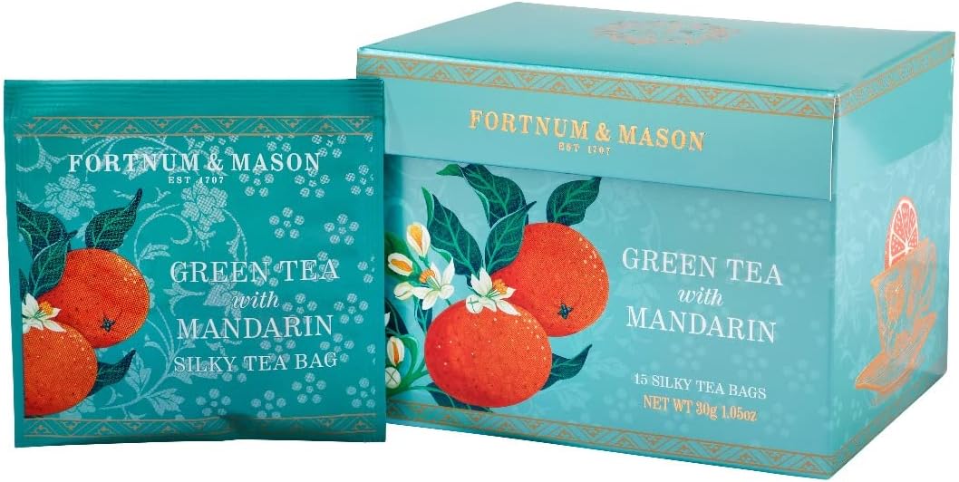 Fortnum and Mason Green Tea with Mandarin 15 Silky Tea Bags 30g (1 Pack)