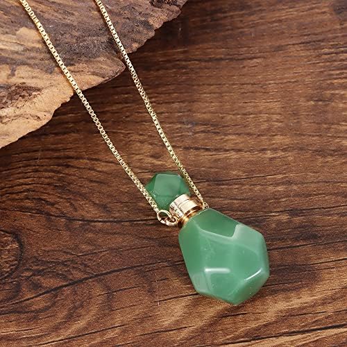Natural Stone Bottle Pink Amethysts Quartz Tiger Eye Pendant Necklace Crystal Essential Oil Diffuser Vial Jewelry (Color : 1)