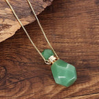 Natural Stone Bottle Pink Amethysts Quartz Tiger Eye Pendant Necklace Crystal Essential Oil Diffuser Vial Jewelry (Color : 1)