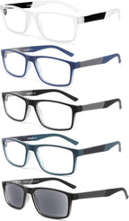 DONGDI Blue Light Blocking Reading Glasses 4 Pack Computer Readers for Women Men,Anti Glare UV Ray Filter Eyeglasses… (5pack-mix, 1.25)