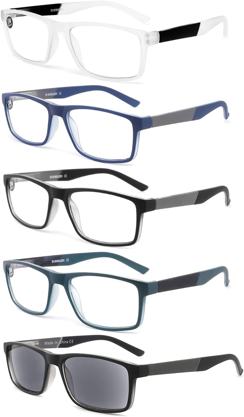 DONGDI Blue Light Blocking Reading Glasses 4 Pack Computer Readers for Women Men,Anti Glare UV Ray Filter Eyeglasses… (5pack-mix, 1.25)