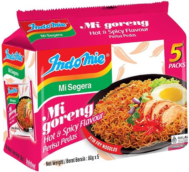 Indomie | Mi Goreng Instant Noodles, Halal Certified, Original Flavor, 3 Ounce (Pack of 5)