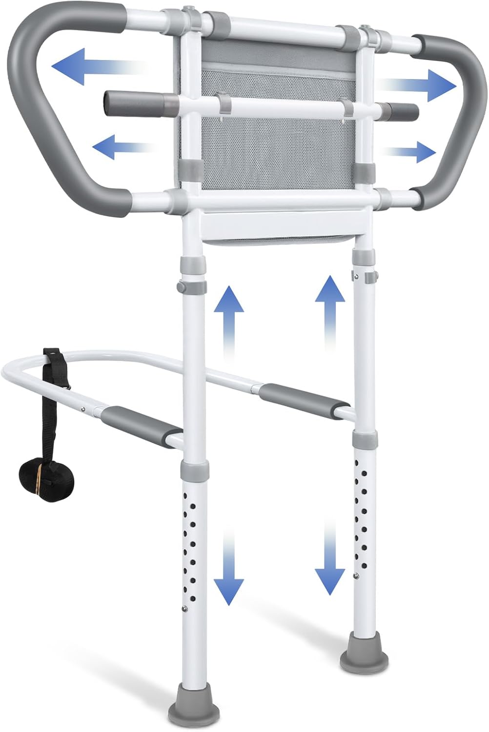 Bedside Rail for Elderly Safety Adjustable Bed Aid with Storage Pocket, Non-Slip Handle, 400 lbs Gravity Capacity -Gray (Stand-Compatible with Bed Frames 13.19" or Higher)
