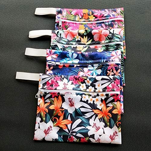 MissC2C Pack 4pcs Waterproof Mini Wet Bags for Menstrual Pads, Maternity Mama Panty Liners,Sanitary Pads, Sanitary Napkin,Wipes, can be Used as Makeup Bags/Purse