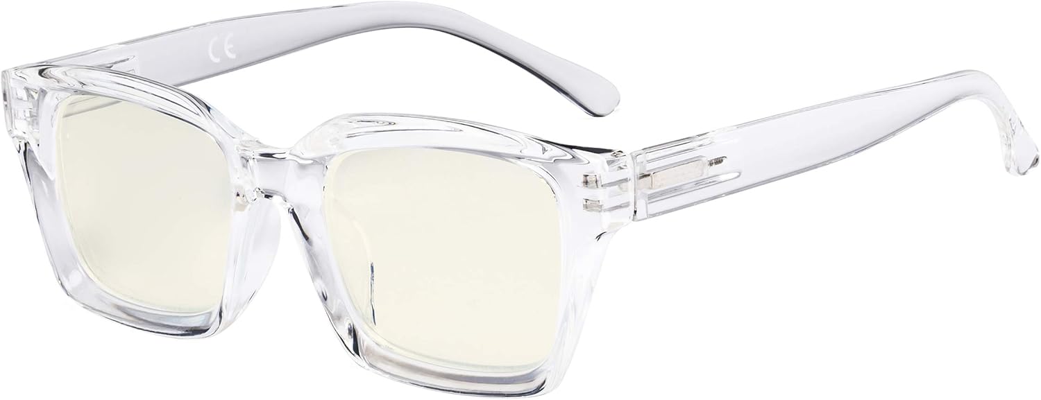 Eyekepper Ladies Computer Glasses - Blue Light Filter Readers Women- UV420 Protection Oversized Square Design Eyeglasses (+1.75, Transparent-BB40 Lens)