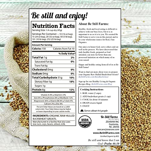 Be Still Farms Organic Buckwheat Groats Bulk (4.8lb) - Whole Raw Buckwheat Hulled - Great for Cereal, Salad, Side Dish - High in Protein | USA Grown | USDA Certified | Vegan | Non-GMO | Gluten Free