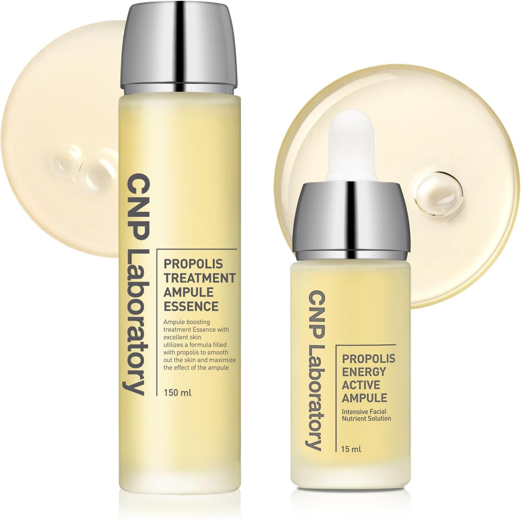 CNP Glow Skin Booster Set - Honey Ceramide Essence + Centella Serum Bundle | Propolis-Infused, Intense Hydration & Calming for Sensitive Skin | Korean Skincare