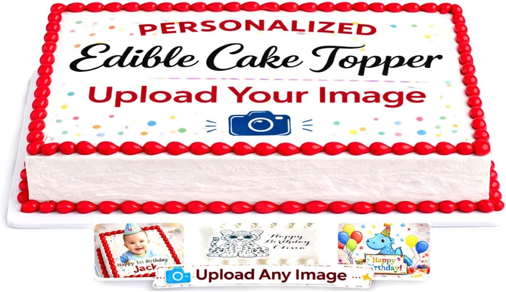 Custom Edible Cake topper image Create and personalize your own Logo or photo 16" x 10" (1/2 sheet)