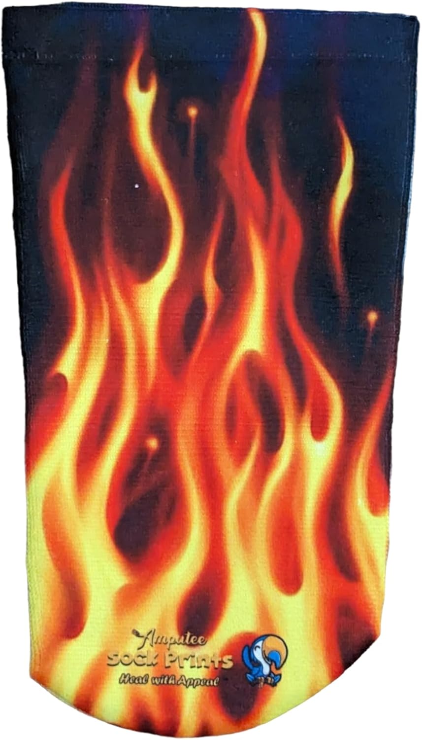 Heal with Appeal Amputee Sock BTKA, Flames V2, 3PLY Residual Wound, Over Shrinker Sock