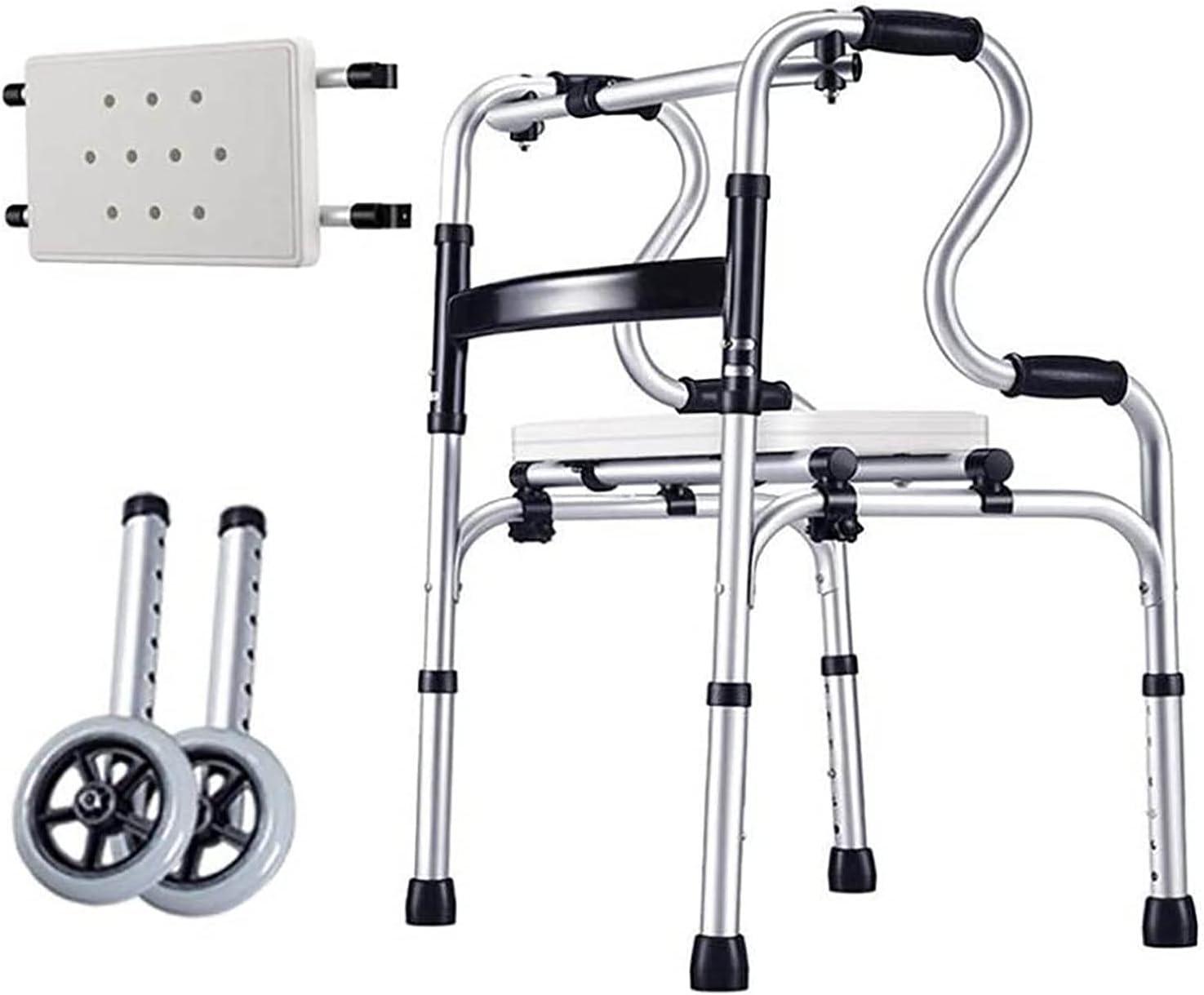 Folding Bariatric Heavy-Duty,Aluminum Alloy Rehabilitation Auxiliary Walking Frame Elderly Walking Aid Height Adjustable Decoration Safehappy