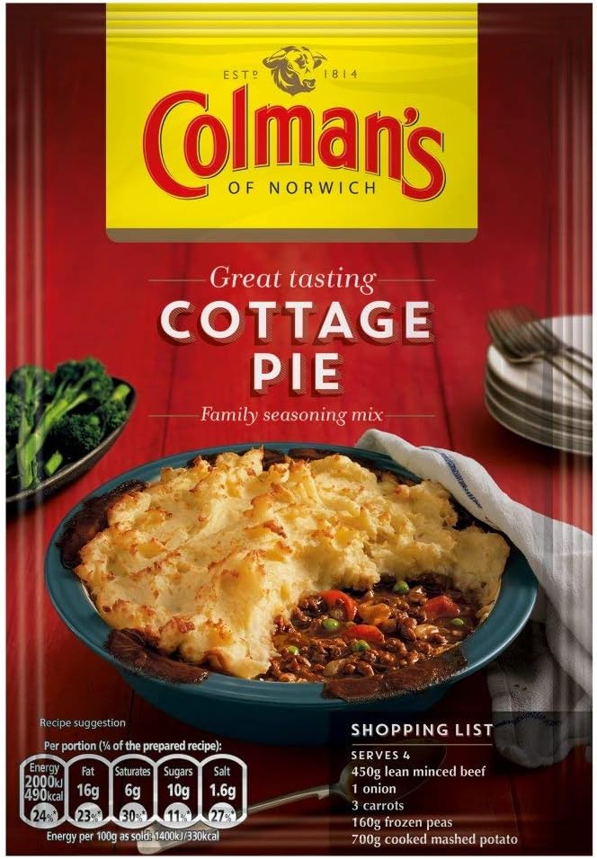 Colman's Cottage Pie perfect with creamy mashed potato Recipe Mix quick to prepare pie mix 45 g
