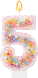 Pastel Macaron 5th Birthday Candle Sweet Pink Number 5 Candle Cake Topper Cupcake Decorations for Girls and Women Party Decor Anniversary Celebrations Supplies
