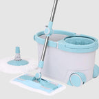 Spin Mop Bucket 360 Spinning Floor Cleaning System with Flat Floor Mop Head and Round Mop Head, 53.5-in Extended Handle, 2 x Wheel for Home Cleaning, for Hardwood Laminate Tiles