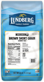 Lundberg Organic Brown Rice, Short Grain - Whole Grain Rice that Clings Together When Cooked, Subtle Nutty Flavor, Healthy Food, Vegan, Pantry Staples, Organic Rice Grown in California, 25 Lbs