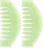 airogym 2 PCS Natural Jade Massage Comb, Guasha Scraping Scalp Comb, Multi-Functional Handheld Head Massage Tools, Meridians Massager for Head Caring, Relaxation, Physical Therapy, Acupoint Treatment