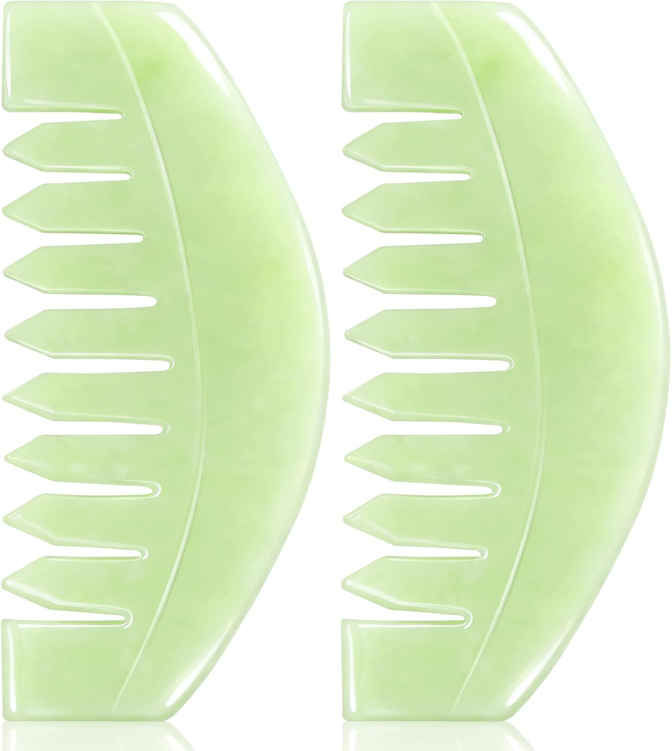 airogym 2 PCS Natural Jade Massage Comb, Guasha Scraping Scalp Comb, Multi-Functional Handheld Head Massage Tools, Meridians Massager for Head Caring, Relaxation, Physical Therapy, Acupoint Treatment