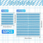 Pack of 50, Blue and White Bavarian Napkins, Diamond Pattern Disposable Napkins for Oktoberfest, Beer Festival, Bavarian Party Decorations, German-Themed Events, 13x13 Inches Unfolded