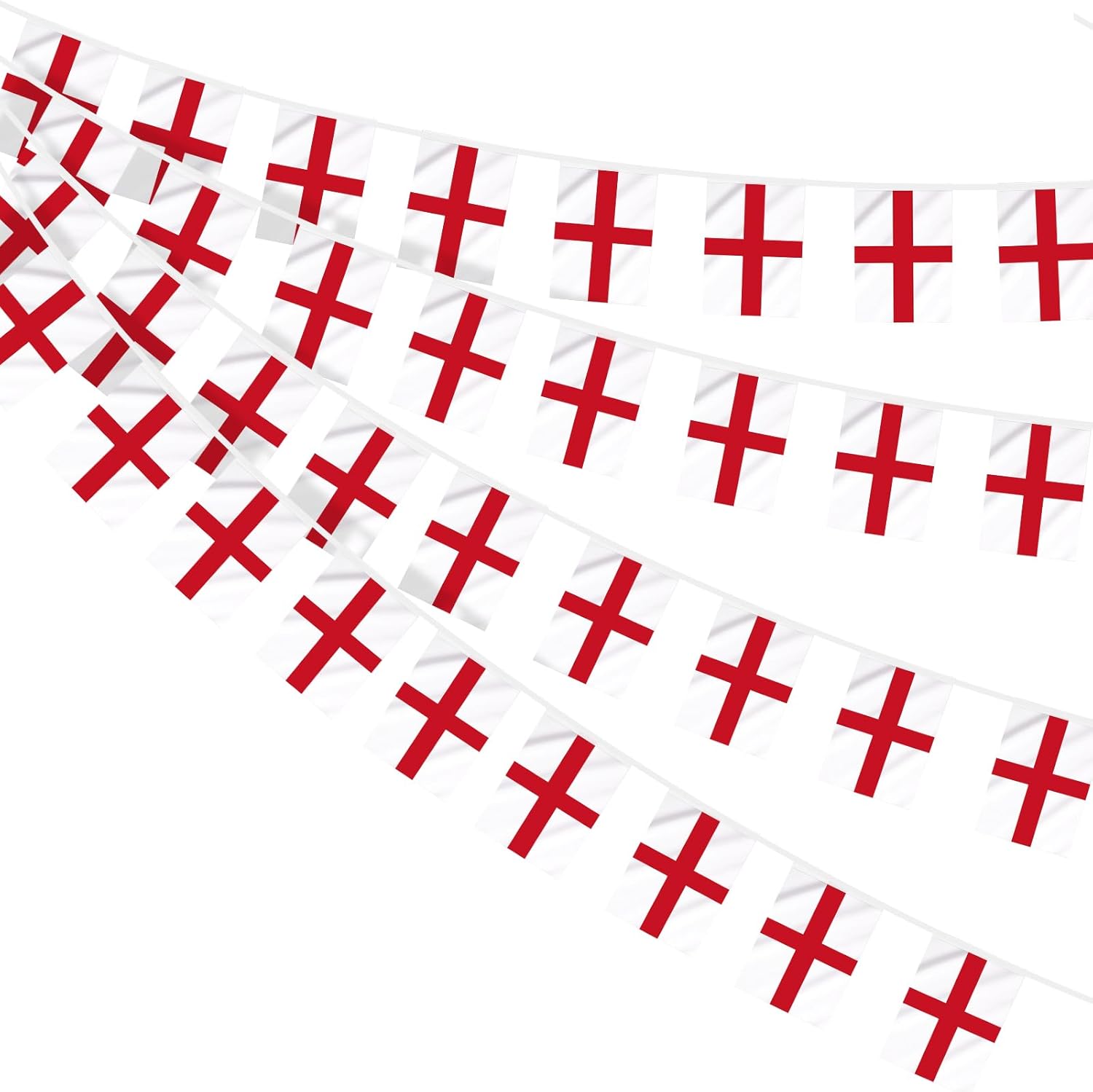 AhfuLife 33 Ft England String Flags Banner for World Cup Decorations 2026, 30 Pcs Small St George String Bunting Flags - Double Sided for National Day Football Sports Events Celebration(5.5×8.3 Inch)