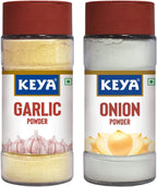 Keya Combo of Garlic Powder 55gm, Onion Powder 50gm Ready to use Sourced From Whole Zero added Colours, Fillers, Additives Preservatives Pack 2