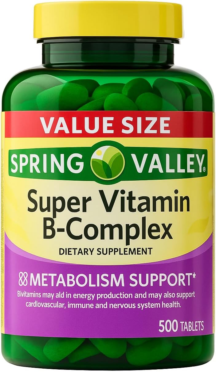 Vitamin B Complex – Super B Complex Vitamins, B12, VIT B Complex with Thiamine, Biotin, Folate, Pantothenic Acid – Energy and Metabolism Support, 500 Count + UB Store Sticker (Pack of 1)
