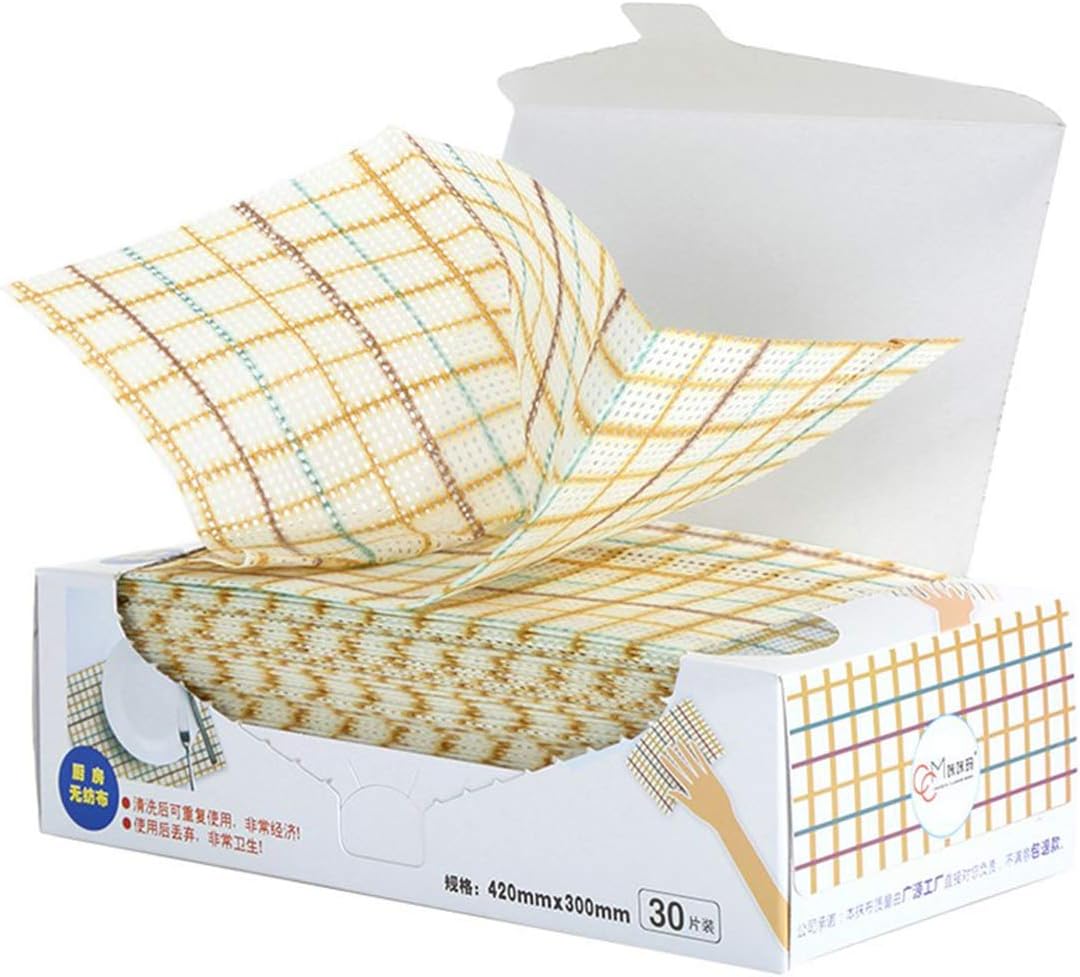 Cleaning Towels Disposable Dish Cloths Nonstick Fiber Reusable Handy Wipes House Kitchen Cleaning Cloth Wiping Rags Placemats Absorbent Dry Quickly, A Box of 30 Pcs